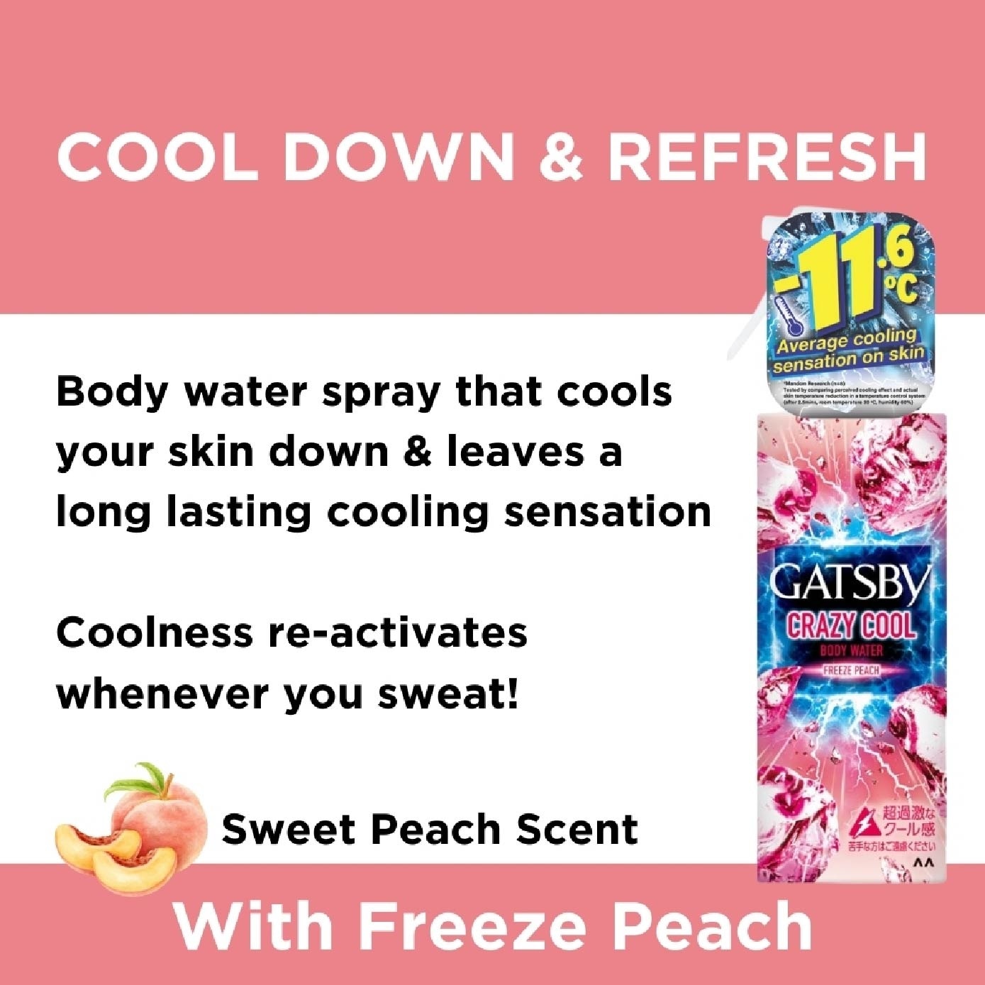 Crazy Cool Body Water Freeze Peach 170ml