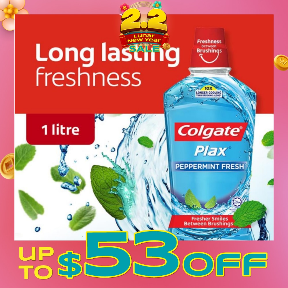 Plax Mouthwash Peppermint 1L