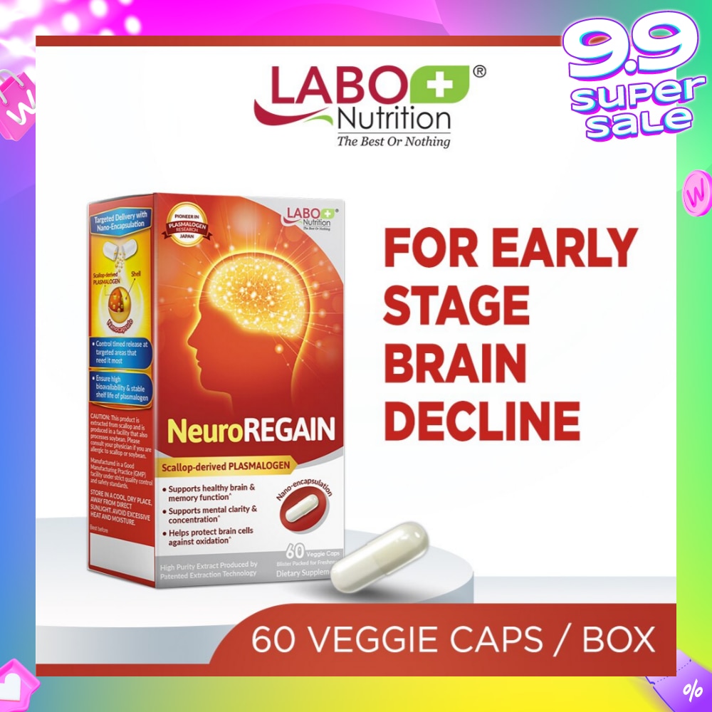 Neuroregain Dietary Supplement Veggie Capsules (For Brain Deterioration, Memory, Alertness, Learning, Concentration And Other Cognitive Functions) 60s
