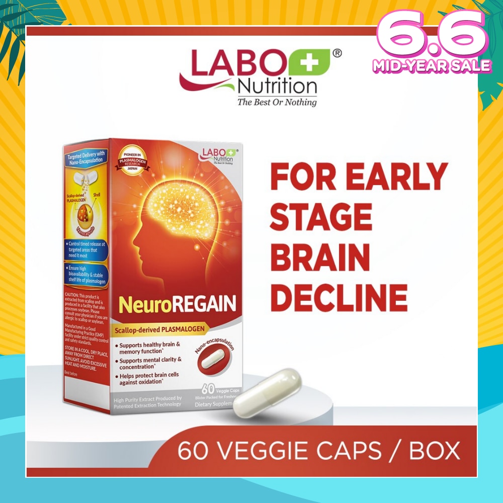 Neuroregain Dietary Supplement Veggie Capsules (For Brain Deterioration, Memory, Alertness, Learning, Concentration And Other Cognitive Functions) 60s