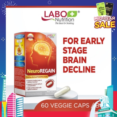 LABO NUTRITION Neuroregain Dietary Supplement Veggie Capsules (For Brain Deterioration, Memory, Alertness, Learning, Concentration And Other Cognitive Functions) 60s