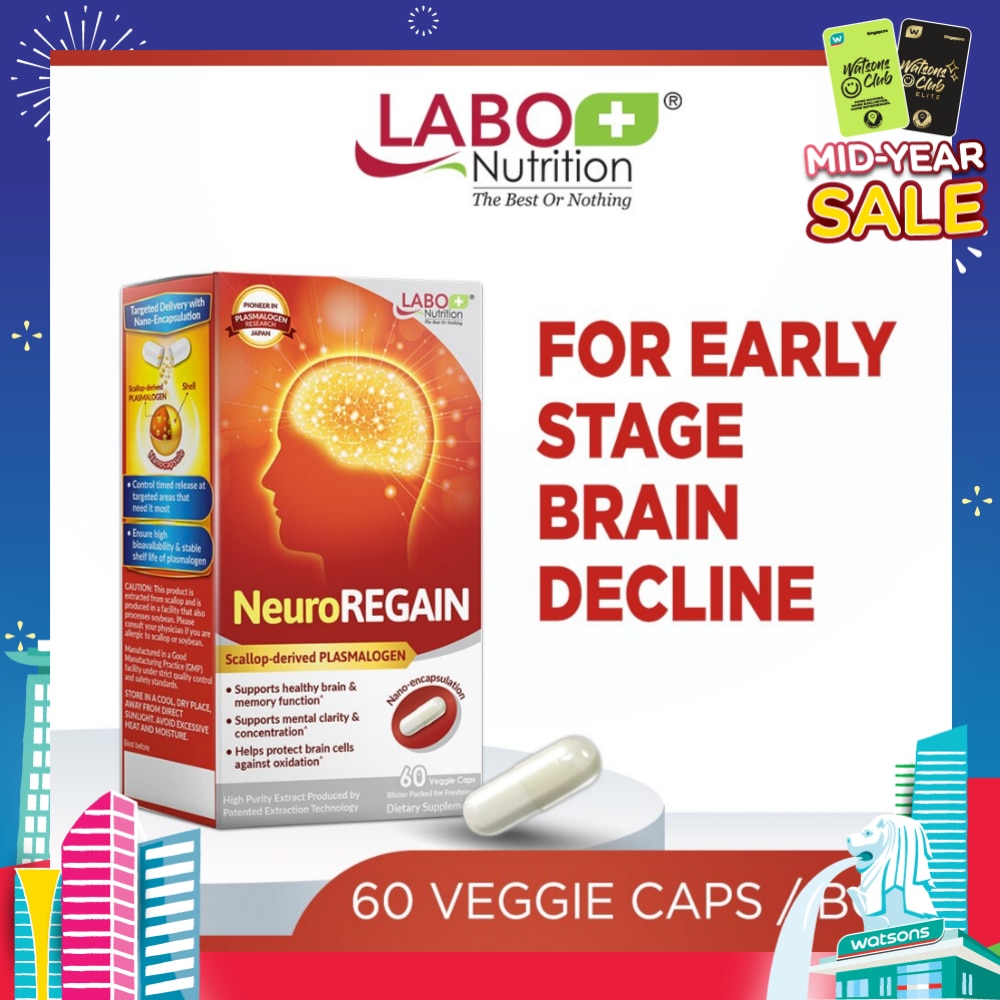 Neuroregain Dietary Supplement Veggie Capsules (For Brain Deterioration, Memory, Alertness, Learning, Concentration And Other Cognitive Functions) 60s