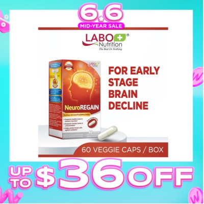 LABO NUTRITION - Neuroregain Dietary Supplement Veggie Capsules (For Brain Deterioration, Memory, Alertness, Learning, Concentration And Other Cognitive Functions) 60s