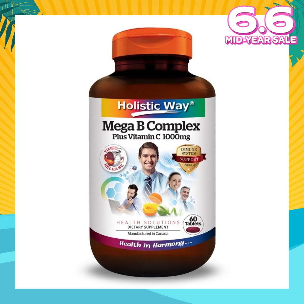 Mega B Complex Plus Vitamin C 1000mg Tablets (Support the Nervous System and Overall Health) 60s