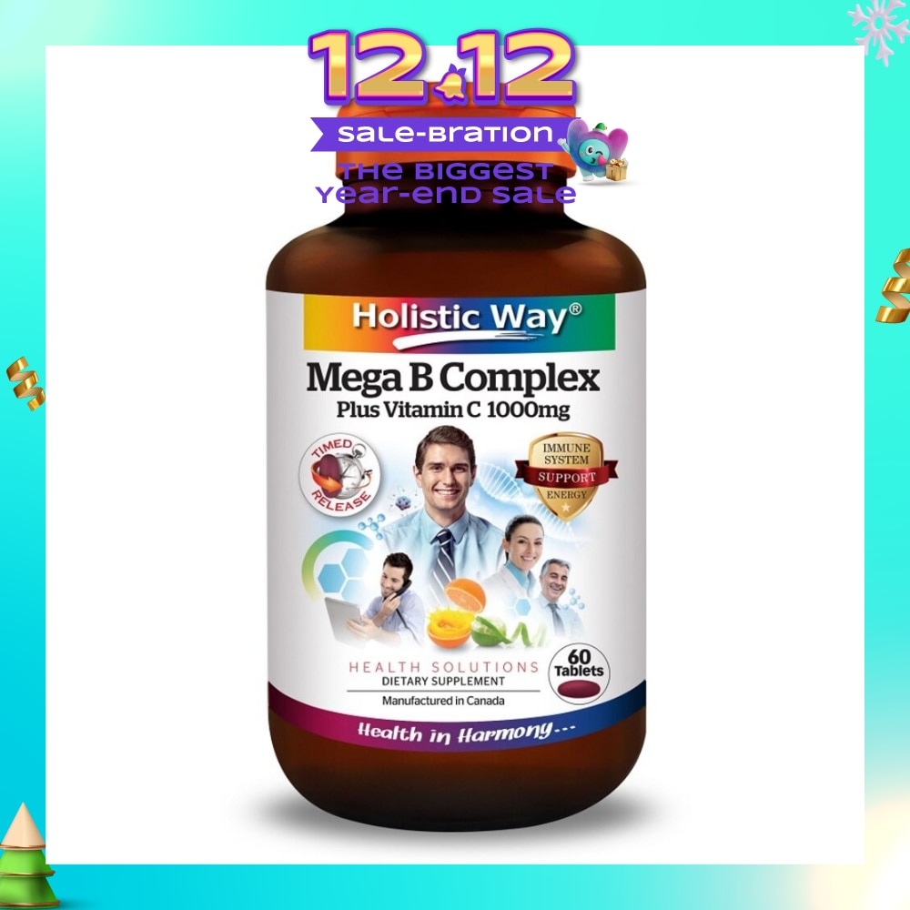 Mega B Complex Plus Vitamin C 1000mg Tablets (Support the Nervous System and Overall Health) 60s