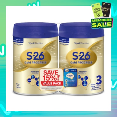 WYETH S26 GOLD Progress Growing Up Milk Stage 3 Packset 900g x 2s