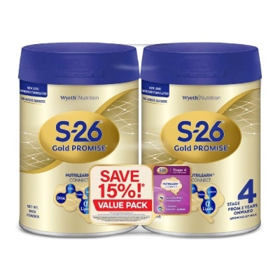 WYETH S26 GOLD Promise Growing Up Milk Stage 4 Packset 900g x 2s