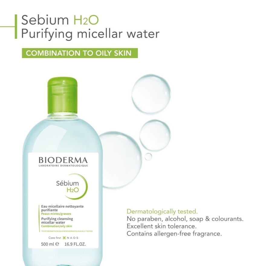 Sebium H2O Purifying Micellar Water (Facial Non-Rinse Cleanser for Oily, Acne-Prone Skin) 100ml