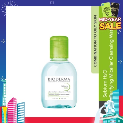 BIODERMA Sebium H2O Purifying Micellar Water (Facial Non-Rinse Cleanser for Oily, Acne-Prone Skin) 100ml