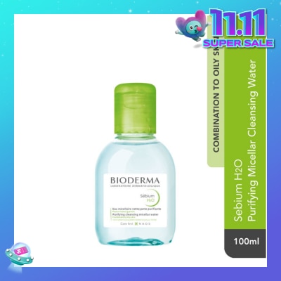 BIODERMA Sebium H2O Purifying Micellar Water (Facial Non-Rinse Cleanser for Oily, Acne-Prone Skin) 100ml