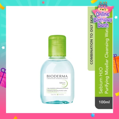 BIODERMA Sebium H2O Purifying Micellar Water (Facial Non-Rinse Cleanser for Oily, Acne-Prone Skin) 100ml