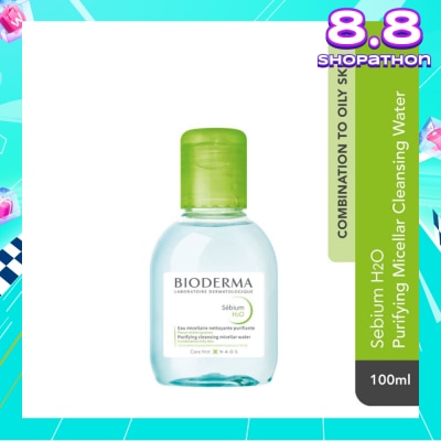 BIODERMA Sebium H2O Purifying Micellar Water (Facial Non-Rinse Cleanser for Oily, Acne-Prone Skin) 100ml