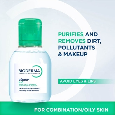 BIODERMA - Sebium H2O Purifying Micellar Water (Facial Non-Rinse Cleanser for Oily, Acne-Prone Skin) 100ml image