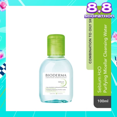 BIODERMA Sebium H2O Purifying Micellar Water (Facial Non-Rinse Cleanser for Oily, Acne-Prone Skin) 100ml