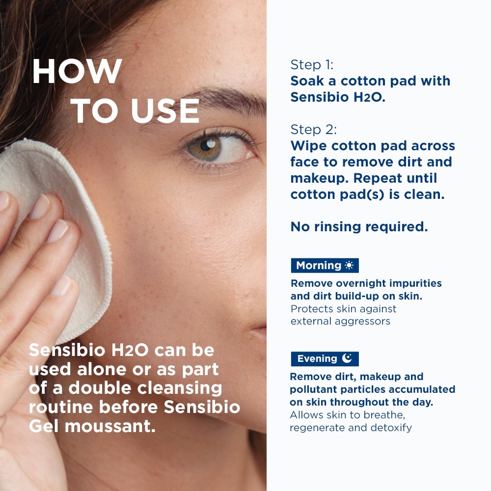 Sensibio H2O Soothing Micellar Water (Facial Non-Rinse Cleanser for Sensitive Skin) 100ml