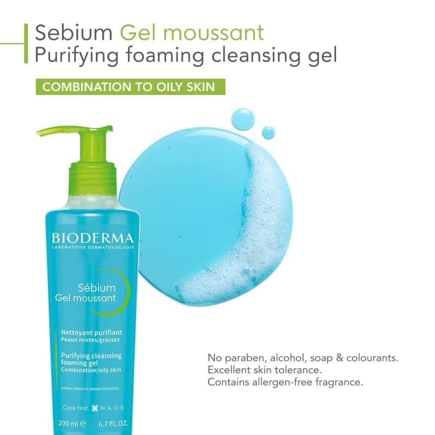 Sebium Gel moussant Gentle Purifying Soap-Free Foaming Gel (Facial Cleanser for Oily to Acne-Prone Skin) 200ml