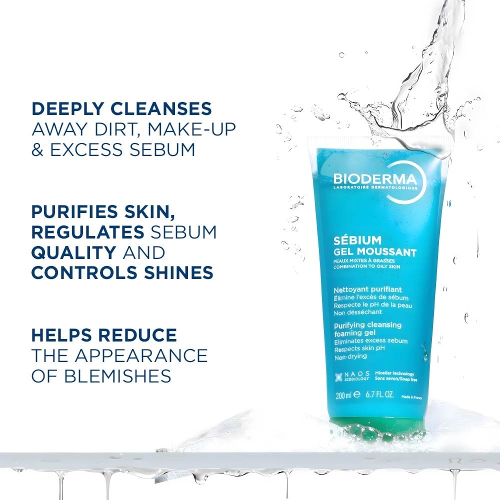 Sebium Gel moussant Gentle Purifying Soap-Free Foaming Gel (Facial Cleanser for Oily to Acne-Prone Skin) 200ml