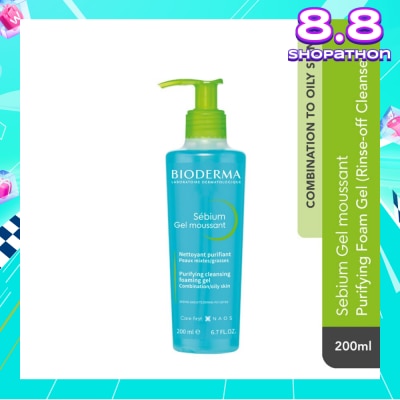 BIODERMA Sebium Gel moussant Gentle Purifying Soap-Free Foaming Gel (Facial Cleanser for Oily to Acne-Prone Skin) 200ml