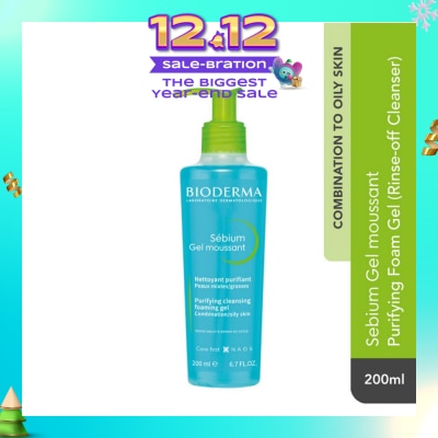 BIODERMA Sebium Gel moussant Gentle Purifying Soap-Free Foaming Gel (Facial Cleanser for Oily to Acne-Prone Skin) 200ml