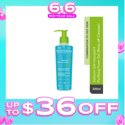 BIODERMA - Sebium Gel moussant Gentle Purifying Soap-Free Foaming Gel (Facial Cleanser for Oily to Acne-Prone Skin) 200ml