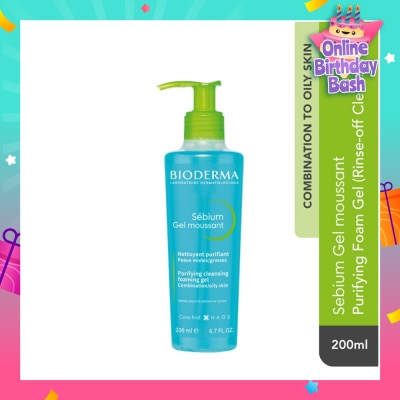 BIODERMA Sebium Gel moussant Gentle Purifying Soap-Free Foaming Gel (Facial Cleanser for Oily to Acne-Prone Skin) 200ml