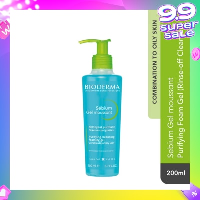 BIODERMA Sebium Gel moussant Gentle Purifying Soap-Free Foaming Gel (Facial Cleanser for Oily to Acne-Prone Skin) 200ml