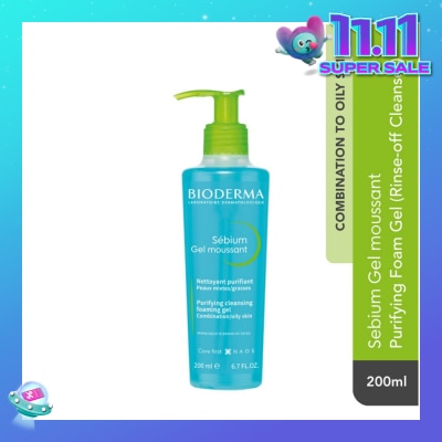 BIODERMA Sebium Gel moussant Gentle Purifying Soap-Free Foaming Gel (Facial Cleanser for Oily to Acne-Prone Skin) 200ml
