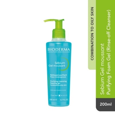 BIODERMA Sebium Gel moussant Gentle Purifying Soap-Free Foaming Gel (Facial Cleanser for Oily to Acne-Prone Skin) 200ml