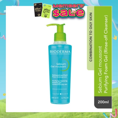 BIODERMA - Sebium Gel moussant Gentle Purifying Soap-Free Foaming Gel (Facial Cleanser for Oily to Acne-Prone Skin) 200ml