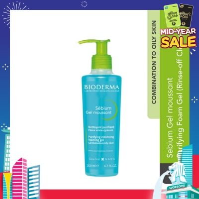 BIODERMA Sebium Gel moussant Gentle Purifying Soap-Free Foaming Gel (Facial Cleanser for Oily to Acne-Prone Skin) 200ml