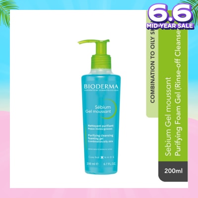 BIODERMA Sebium Gel moussant Gentle Purifying Soap-Free Foaming Gel (Facial Cleanser for Oily to Acne-Prone Skin) 200ml