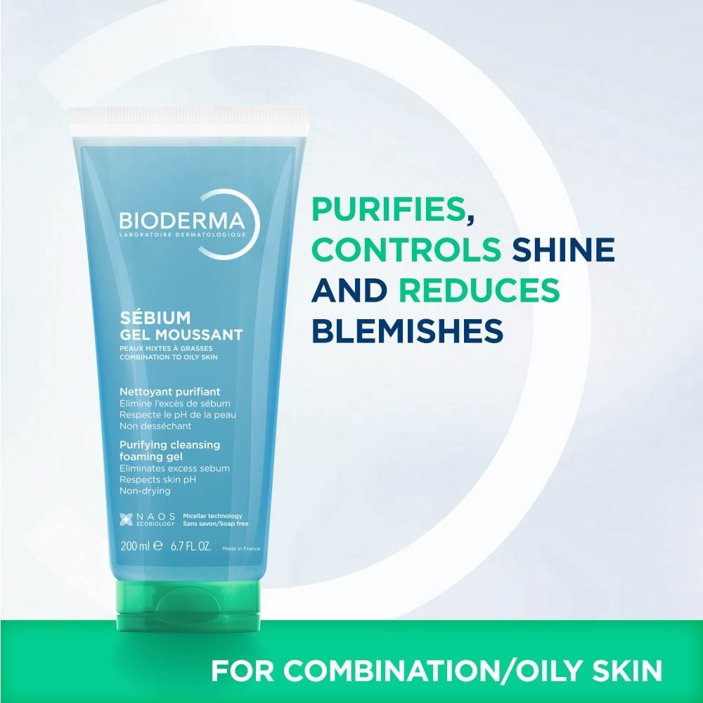 Sebium Gel moussant Gentle Purifying Soap-Free Foaming Gel (Facial Cleanser for Oily to Acne-Prone Skin) 200ml