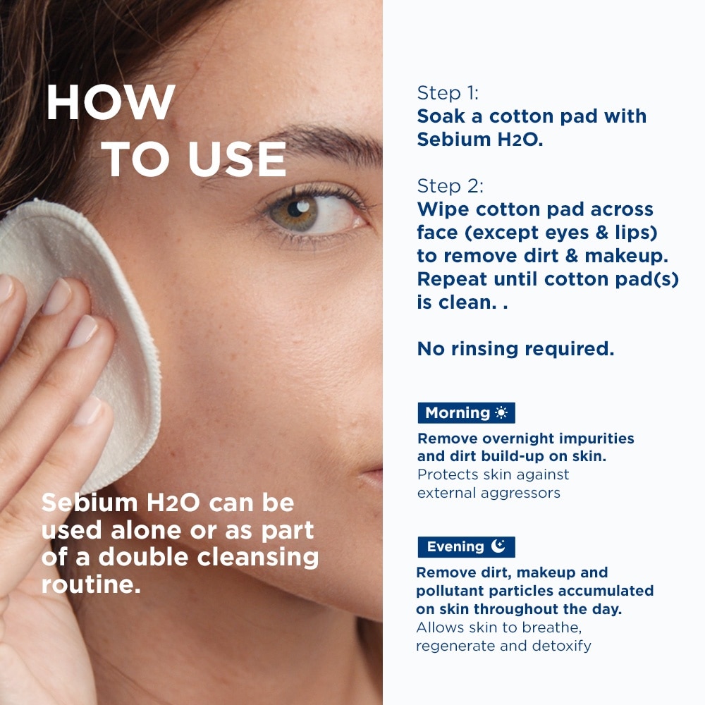 Sebium H2O Purifying Micellar Water (Facial Non-Rinse Cleanser for Oily, Acne-Prone Skin) 500ml