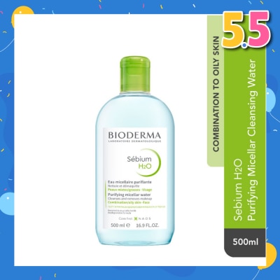 BIODERMA Sebium H2O Purifying Micellar Water (Facial Non-Rinse Cleanser for Oily, Acne-Prone Skin) 500ml