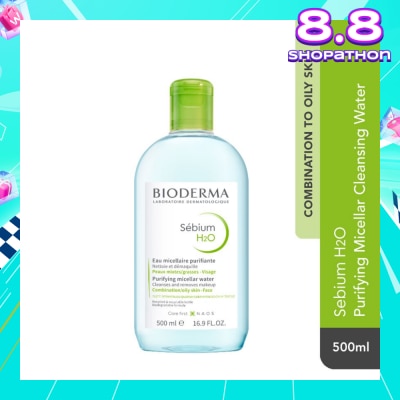 BIODERMA Sebium H2O Purifying Micellar Water (Facial Non-Rinse Cleanser for Oily, Acne-Prone Skin) 500ml