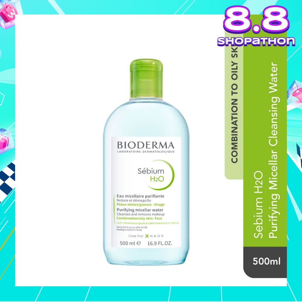 Sebium H2O Purifying Micellar Water (Facial Non-Rinse Cleanser for Oily, Acne-Prone Skin) 500ml