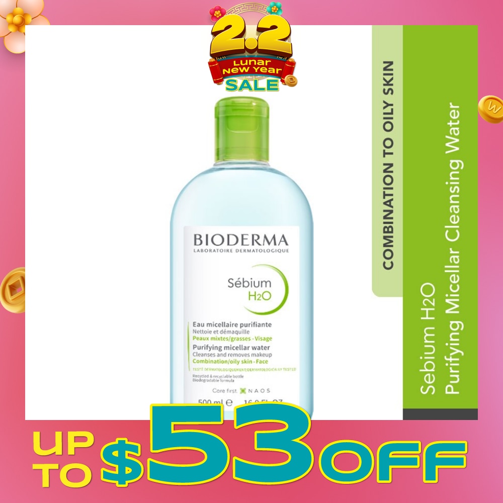 Sebium H2O Purifying Micellar Water (Facial Non-Rinse Cleanser for Oily, Acne-Prone Skin) 500ml