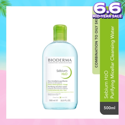 BIODERMA Sebium H2O Purifying Micellar Water (Facial Non-Rinse Cleanser for Oily, Acne-Prone Skin) 500ml