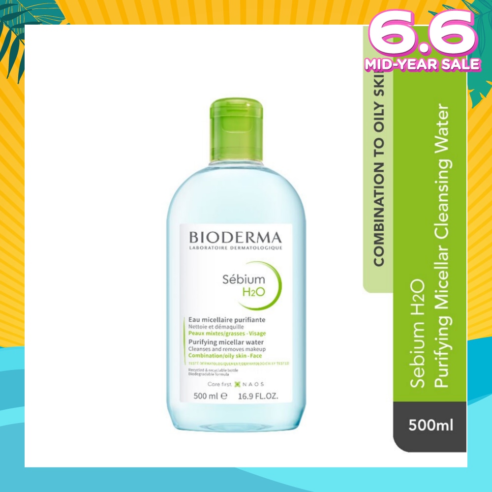 Sebium H2O Purifying Micellar Water (Facial Non-Rinse Cleanser for Oily, Acne-Prone Skin) 500ml