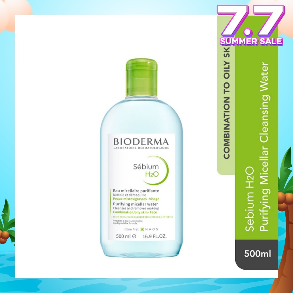 Sebium H2O Purifying Micellar Water (Facial Non-Rinse Cleanser for Oily, Acne-Prone Skin) 500ml