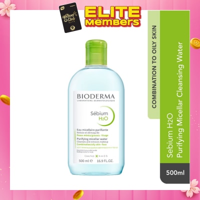 BIODERMA Sebium H2O Purifying Micellar Water (Facial Non-Rinse Cleanser for Oily, Acne-Prone Skin) 500ml