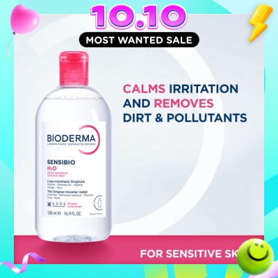 BIODERMA Sensibio H2O Soothing Micellar Water (Facial Non Rinse Cleanser for Sensitive Skin) 500ml image