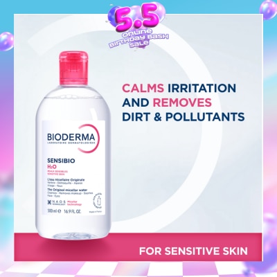 BIODERMA - Sensibio H2O Soothing Micellar Water (Facial Non-Rinse Cleanser for Sensitive Skin)  500ml