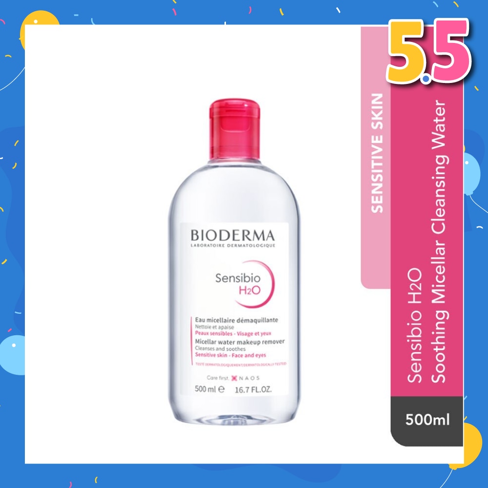 Sensibio H2O Soothing Micellar Water (Facial Non-Rinse Cleanser for Sensitive Skin)  500ml