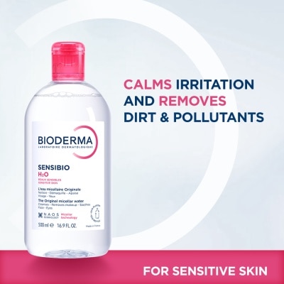 BIODERMA Sensibio H2O Soothing Micellar Water (Facial Non-Rinse Cleanser for Sensitive Skin) 500ml