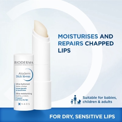 BIODERMA - Atoderm Stick Levres Moisturising and Soothing Lip Balm (Dry Chapped Sensitive Lips) 4g