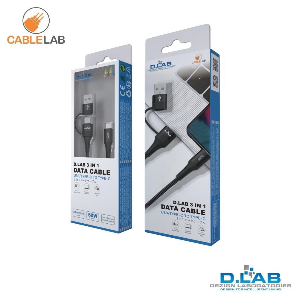3-in-1 60W Type C Charging Cable (NPLUS3) Black Color 1s