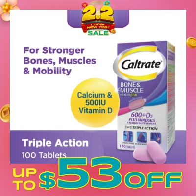 CALTRATE [CNY] Bone & Muscle Health Plus 600+D3 Plus Minerals Triple Action Supplement Tablets 100s