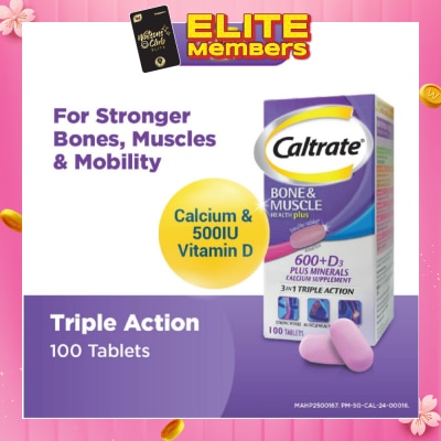 CALTRATE [CNY] Bone & Muscle Health Plus 600+D3 Plus Minerals Triple Action Supplement Tablets 100s