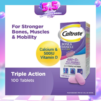 CALTRATE - Bone & Muscle Health Plus 600+D3 Plus Minerals Triple Action Supplement Tablets 100s